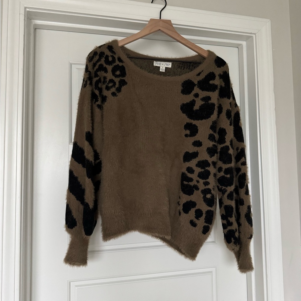 Leopard Print Brown Sweater